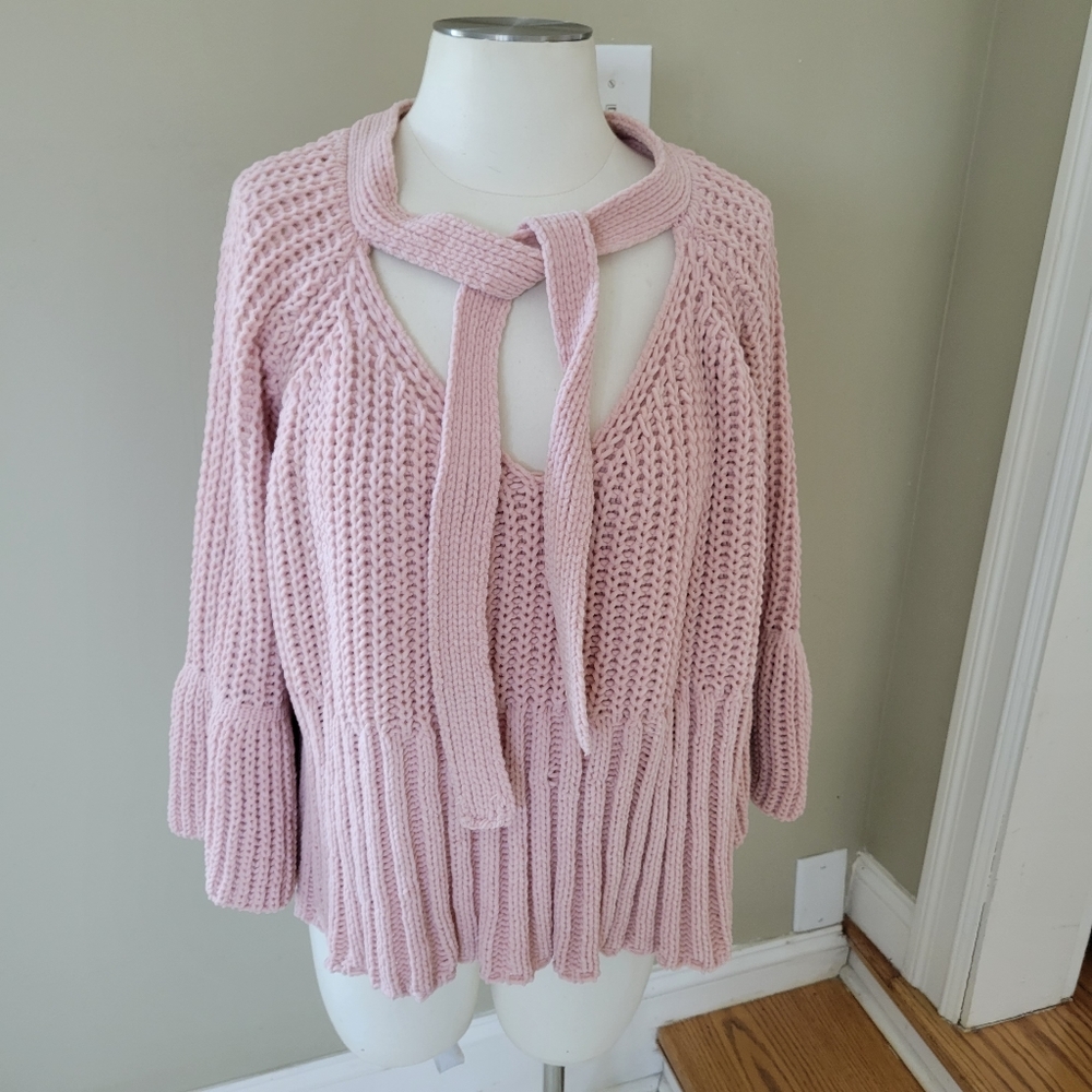 POL chenille bell sleeve sweater